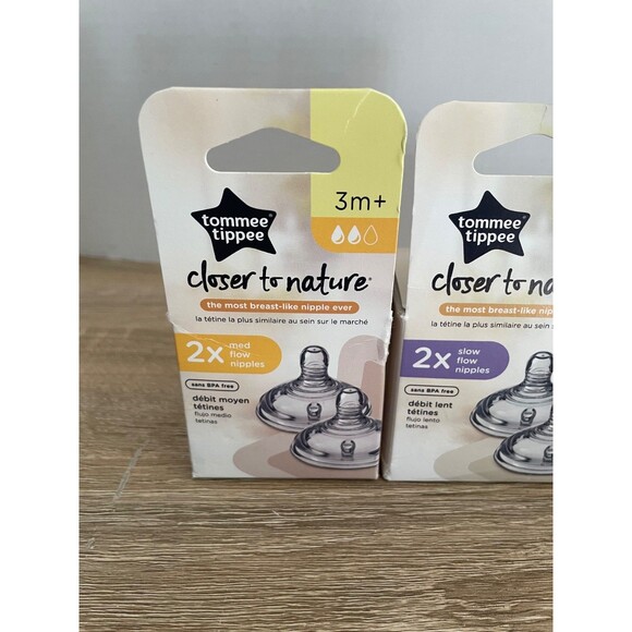 Three Pack of Tommee Tippee Closer to Nature Baby Bottle Nipples 3m+ & 0m+ - Picture 2 of 12